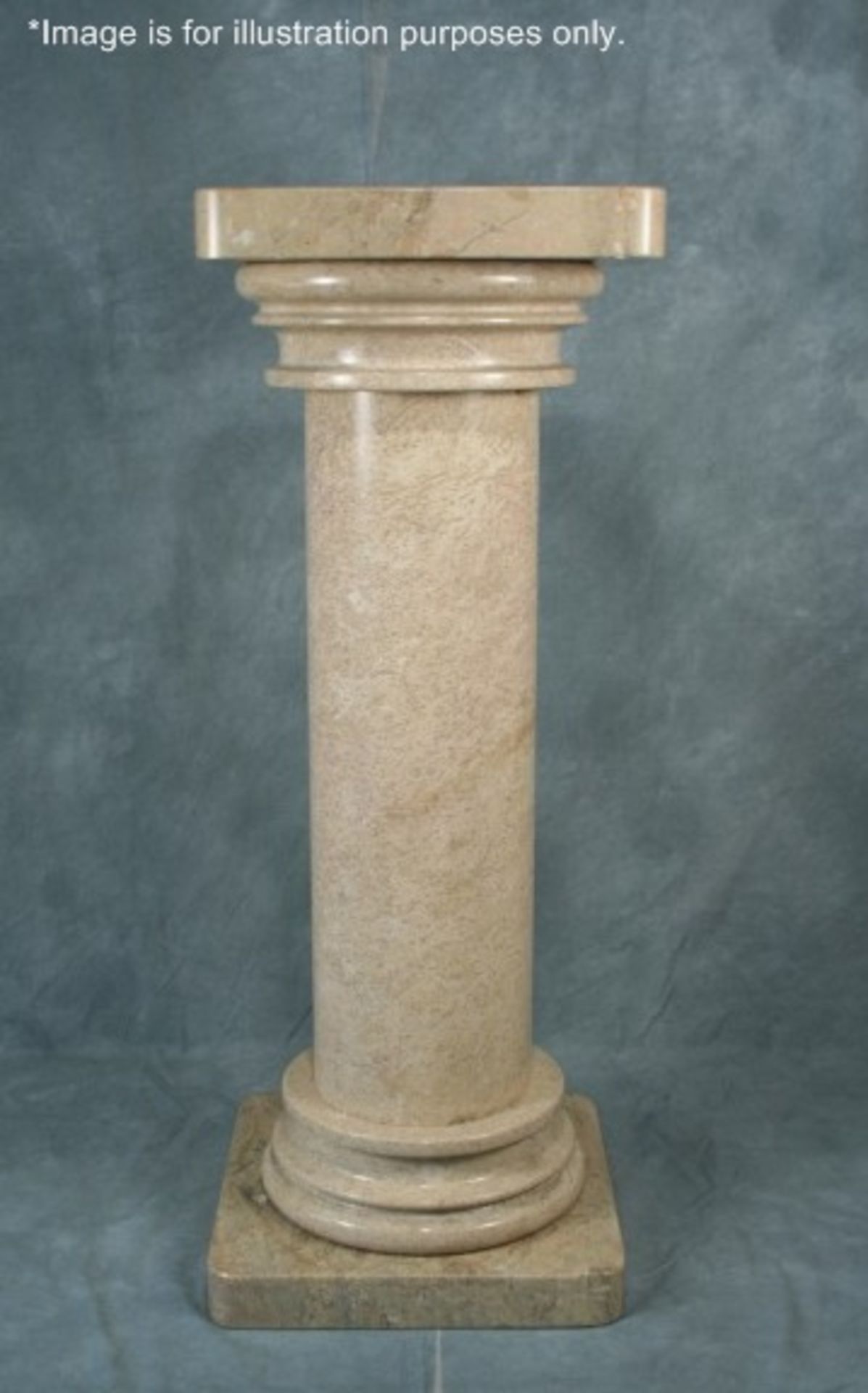 1 x Large Doric Natural Marble Stone Pedestal - Dimensions: 35 x 35 x H92cm - Pre-owned In Great