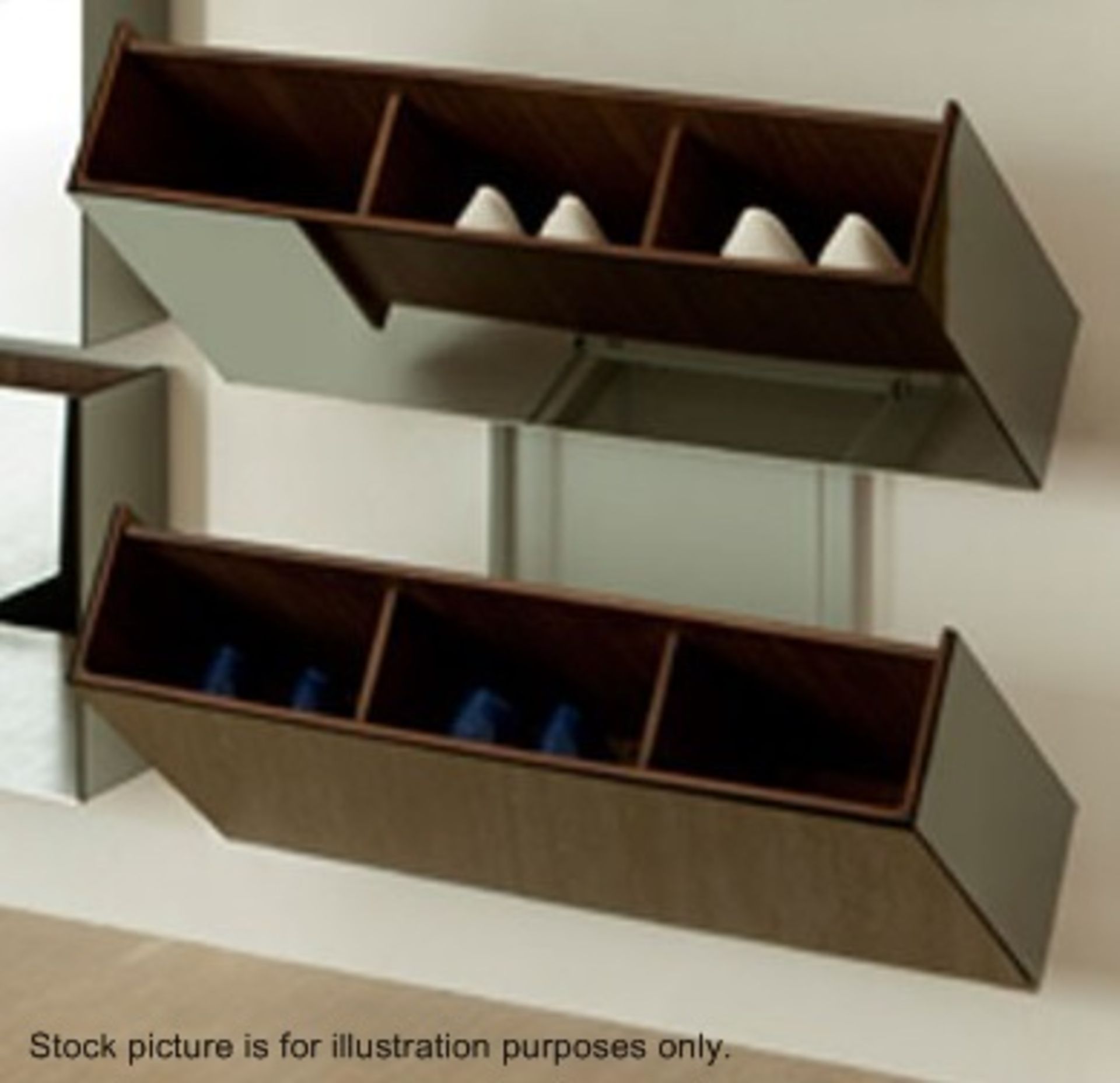 A Pair Of Porada "Pit Stop" Shoe Storage Units - Each Features 2 x Mirror Fronted Canaletta Walnut - Image 11 of 11