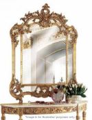 1 x ANGELO CAPPELLINI Large Ornate Console Mirror With A Gold Gilded Frame - Dimensions: 173 x 120cm