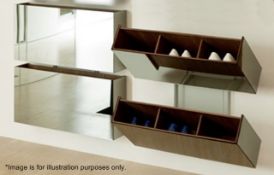A Pair Of Porada "Pit Stop" Shoe Storage Units - Each Features 2 x Mirror Fronted Canaletta Walnut