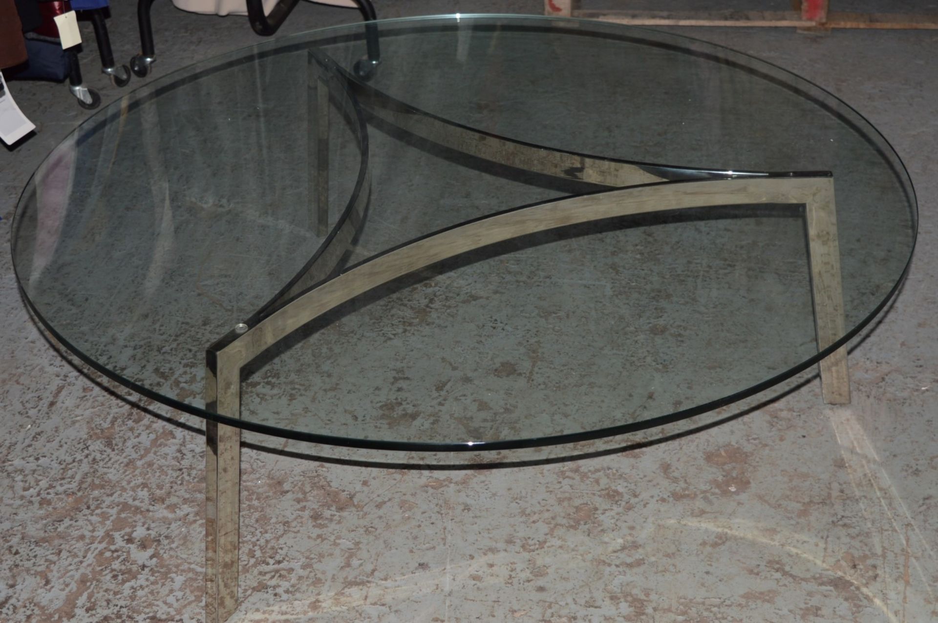 1 x Designer Chelsom Coffee Table - Chrome Frame With Tempered Glass Circular Glass Top - CL011 - - Image 3 of 3