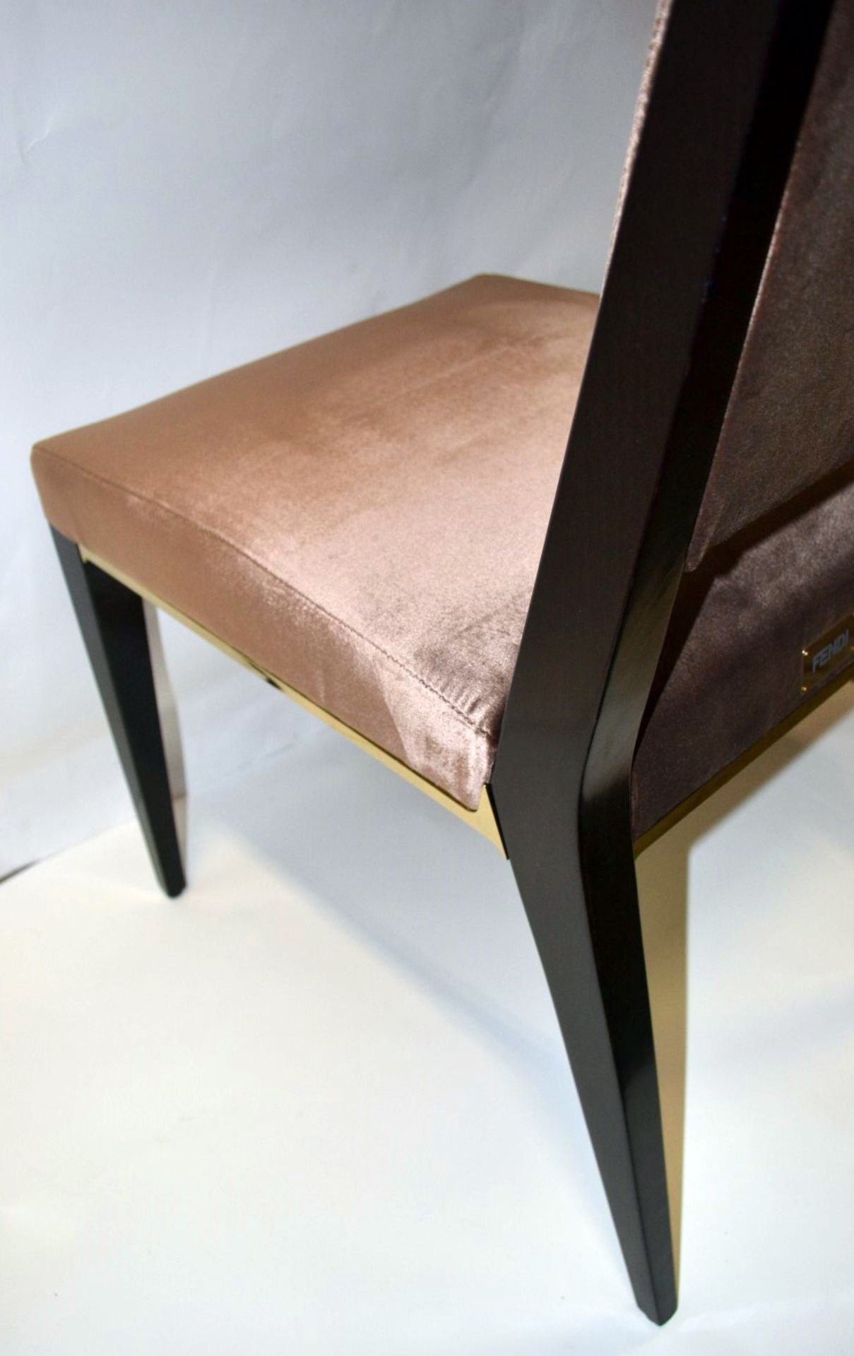 6 x FENDI Stardust Chairs (Art. Ss14/2) - Upholstered In A Rich Mocha Chenille With Brass - Image 5 of 7