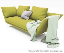 1 x Flexform "Zeus" Sofa / Chais - Featuring A Shimmering Lime Chenille Upholstery, A Stylish