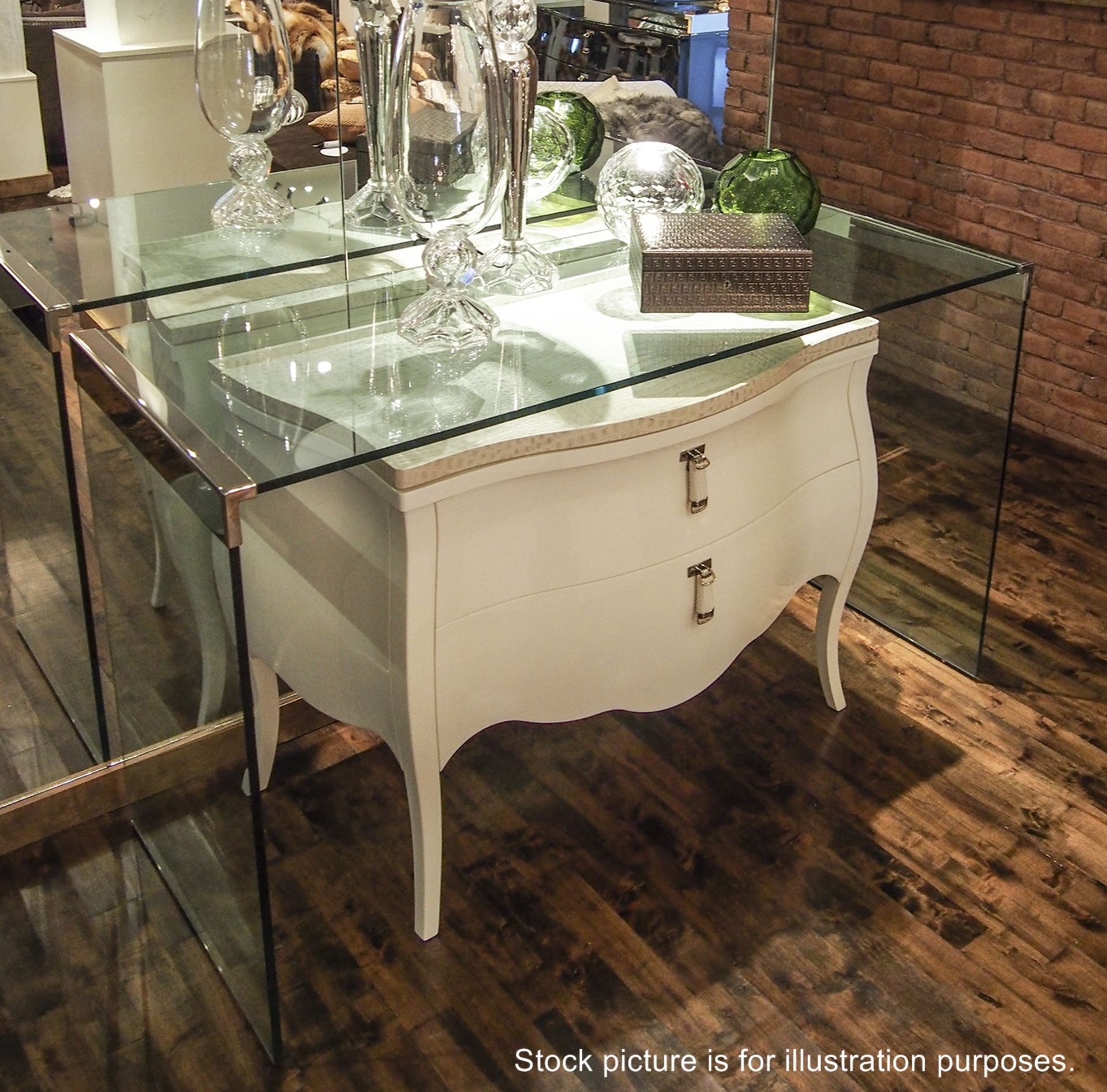 1 x FENDI Canova Glass Console Table With Chromed Corners - Dimensions: W170 x D65 x H99cm, Glass