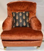 1 x DURESTA Portobello Armchair - Richly Upholstered In A Burnt Orange Velvety Chenille - Includes