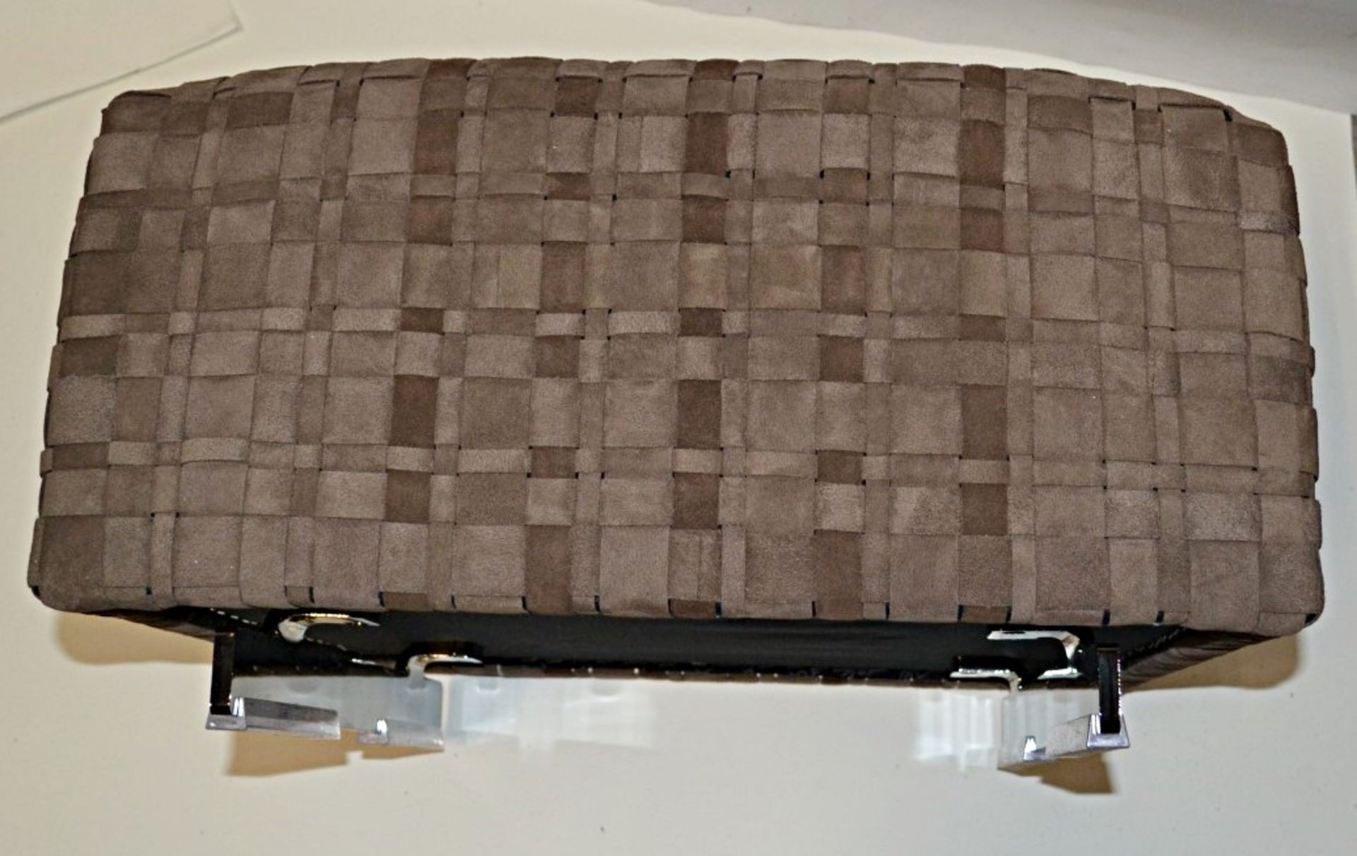 1 x Flexform Bangkok Ottoman - Elegantly Upholstered In Woven Strips of Brown Suede Leather - - Image 8 of 8