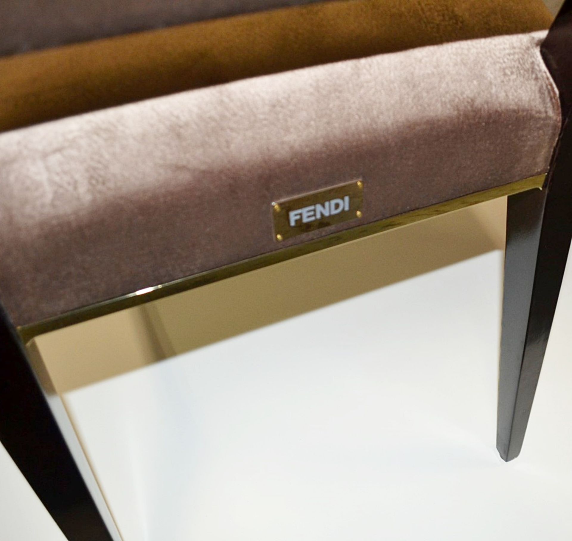 6 x FENDI Stardust Chairs (Art. Ss14/2) - Upholstered In A Rich Mocha Chenille With Brass - Image 4 of 7