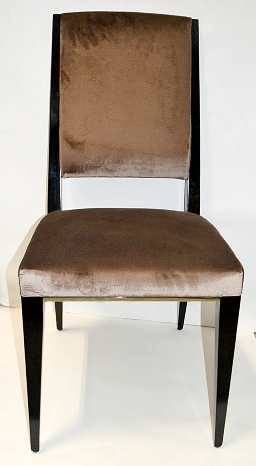 6 x FENDI Stardust Chairs (Art. Ss14/2) - Upholstered In A Rich Mocha Chenille With Brass - Image 3 of 7