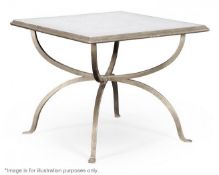 1 x JONATHAN CHARLES Eglomise Iron Contemporary Wrought Iron Coffee Table - Silver Finish -