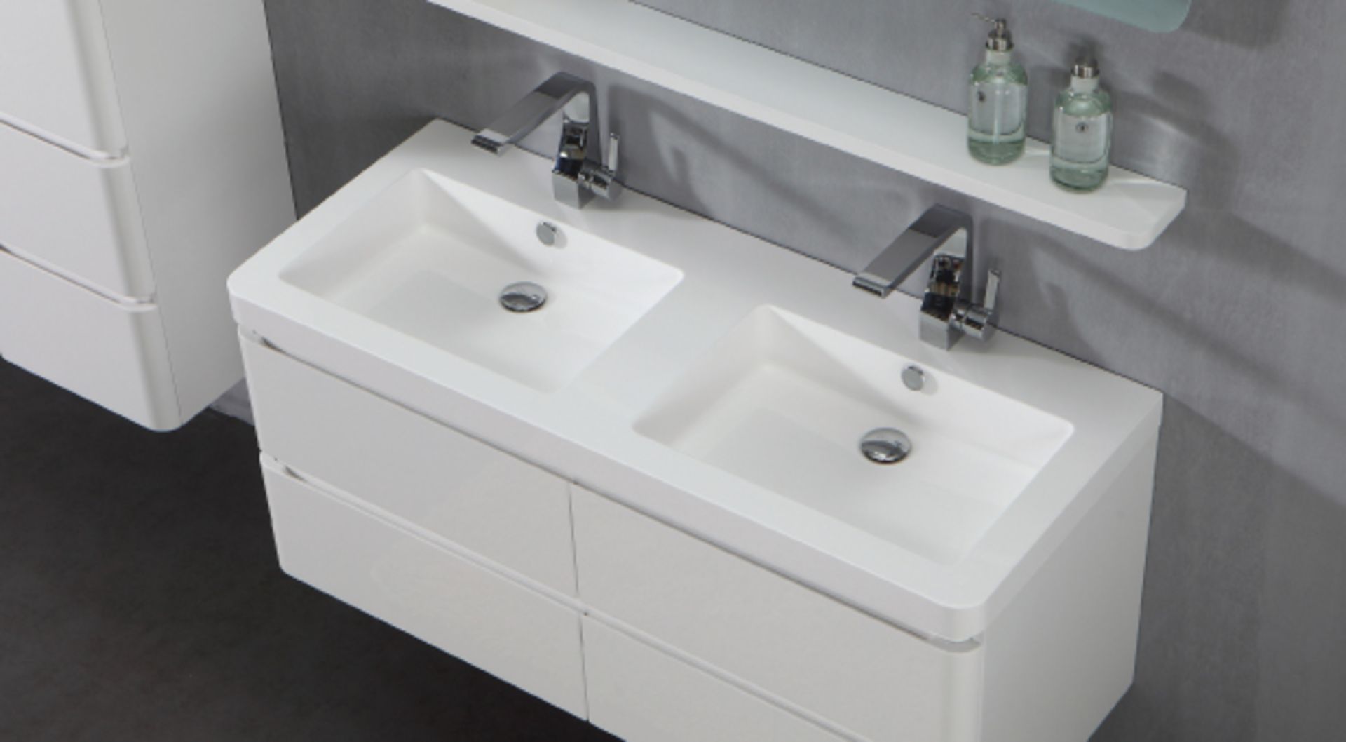 1 x MarbleTECH Urban Double Basin & Base Unit 120 - B Grade Stock - Ref:ABS21-120 & AWS31-120 -