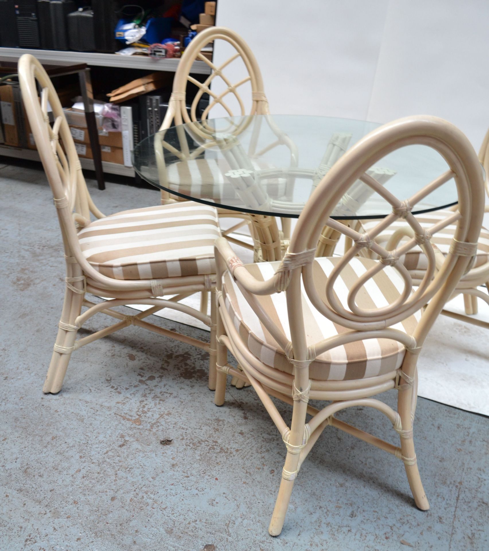 Glass Topped Cane Table with 4 Chairs - AE010 - CL007 - Location: Altrincham WA14 Dimensions: - Image 4 of 14