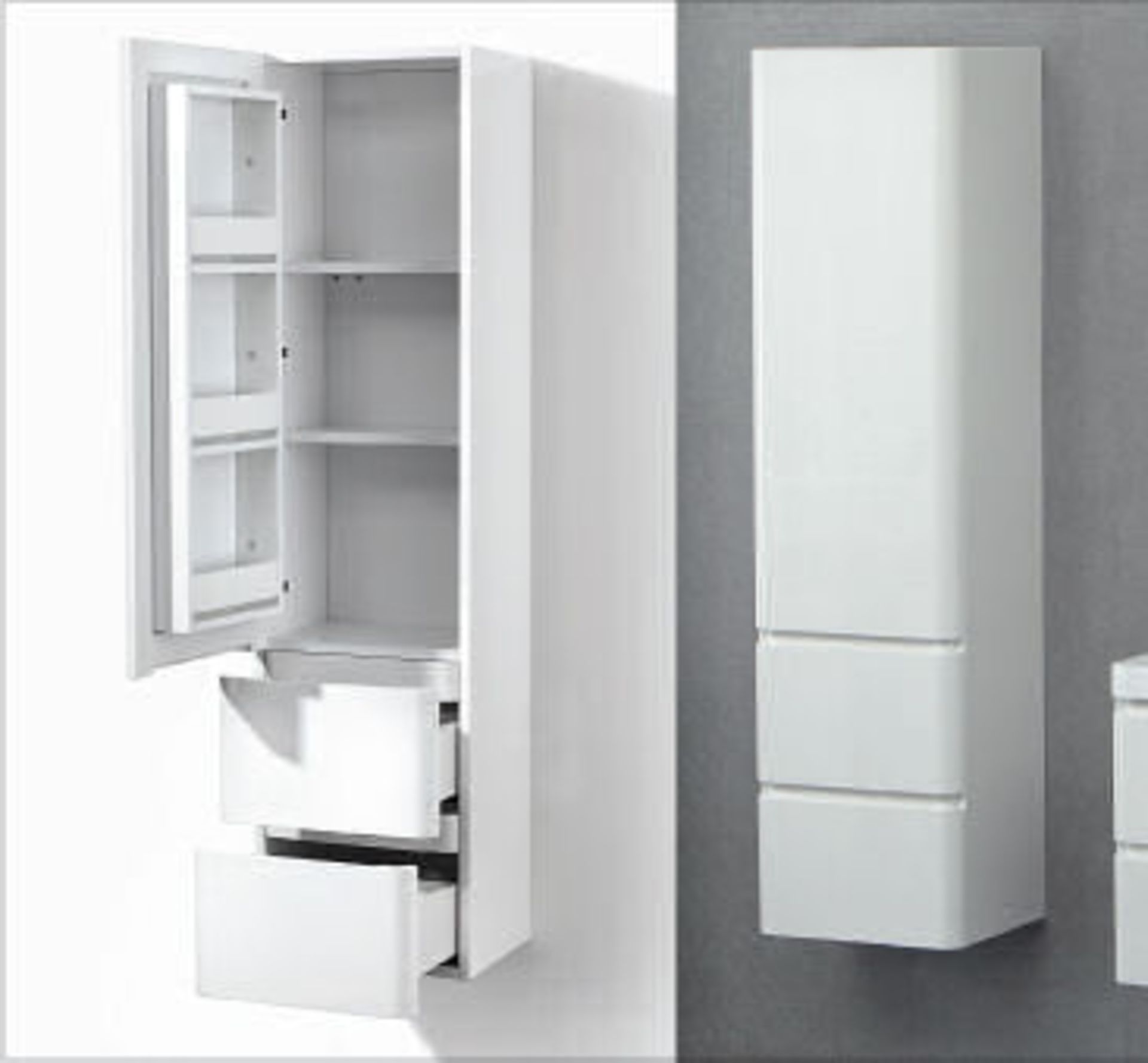 1 x White Gloss Storage Cabinet 155 - A-Grade - Ref:ASC41-155 - CL170 - Location: Nottingham NG2 -