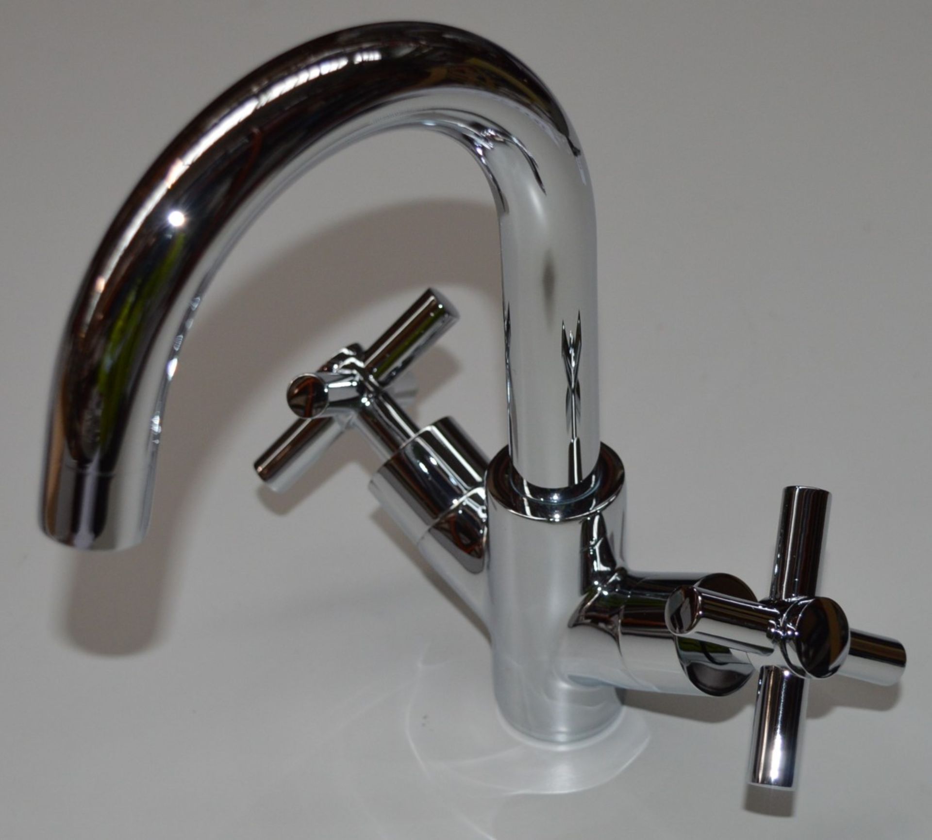 1 x Alexa Swan Neck Basin Mixer Tap - Brass Construction With Contemporary Chrome Finish - Unused - Image 5 of 8