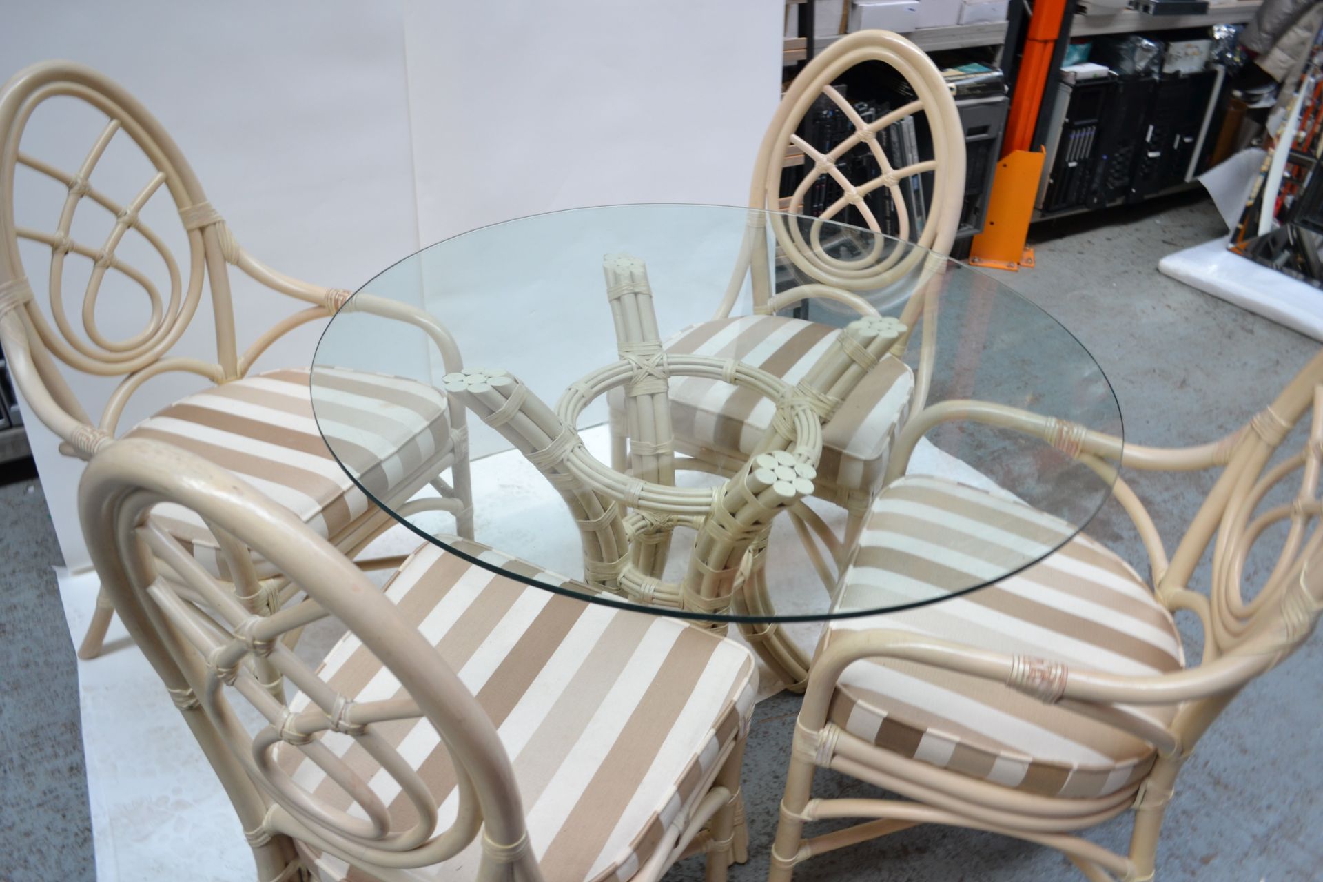 Glass Topped Cane Table with 4 Chairs - AE010 - CL007 - Location: Altrincham WA14 Dimensions: - Image 14 of 14