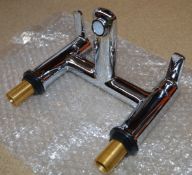 1 x Contemporary Bath Filler Taps - Brass Construction With Contemporary Chrome Finish - Unused