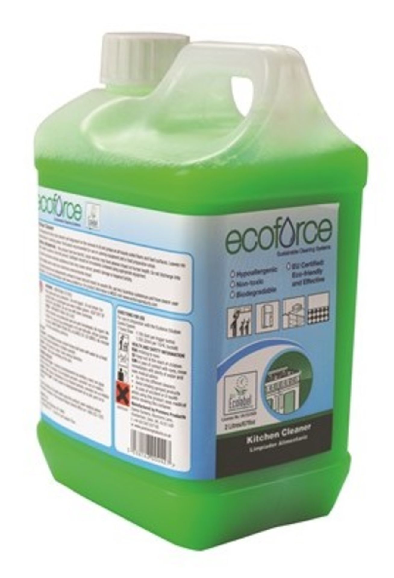 4 x EcoForce 2 Litre Kitchen and Catering Cleaner - Premiere Products - Brand New Stock - Includes 4