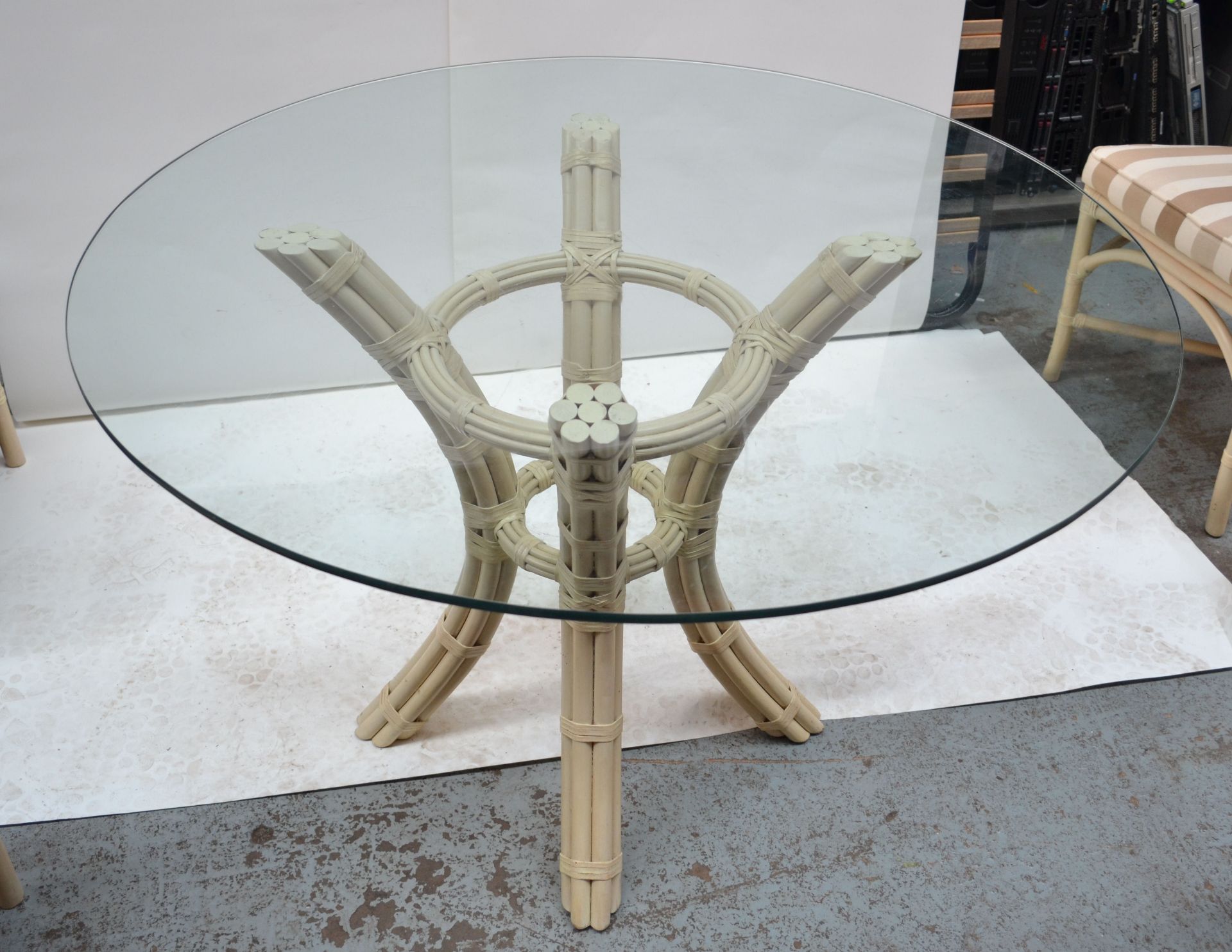 Glass Topped Cane Table with 4 Chairs - AE010 - CL007 - Location: Altrincham WA14 Dimensions: - Image 7 of 14