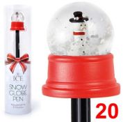 20 x ICE London Christmas Snow Globe Pens - Brand New Sealed Stock - Ideal Stocking Fillers With