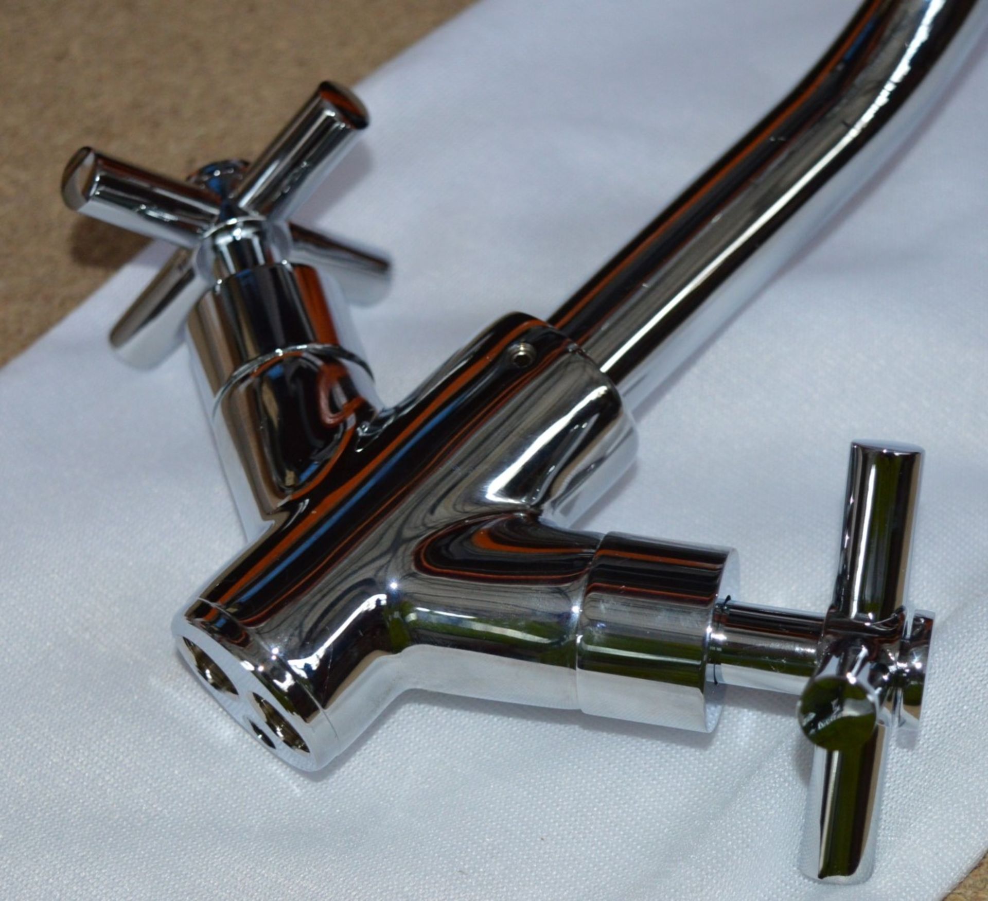 1 x Swan Neck Basin Mixer Tap - Brass Construction With Contemporary Chrome Finish - Unused - Image 6 of 6