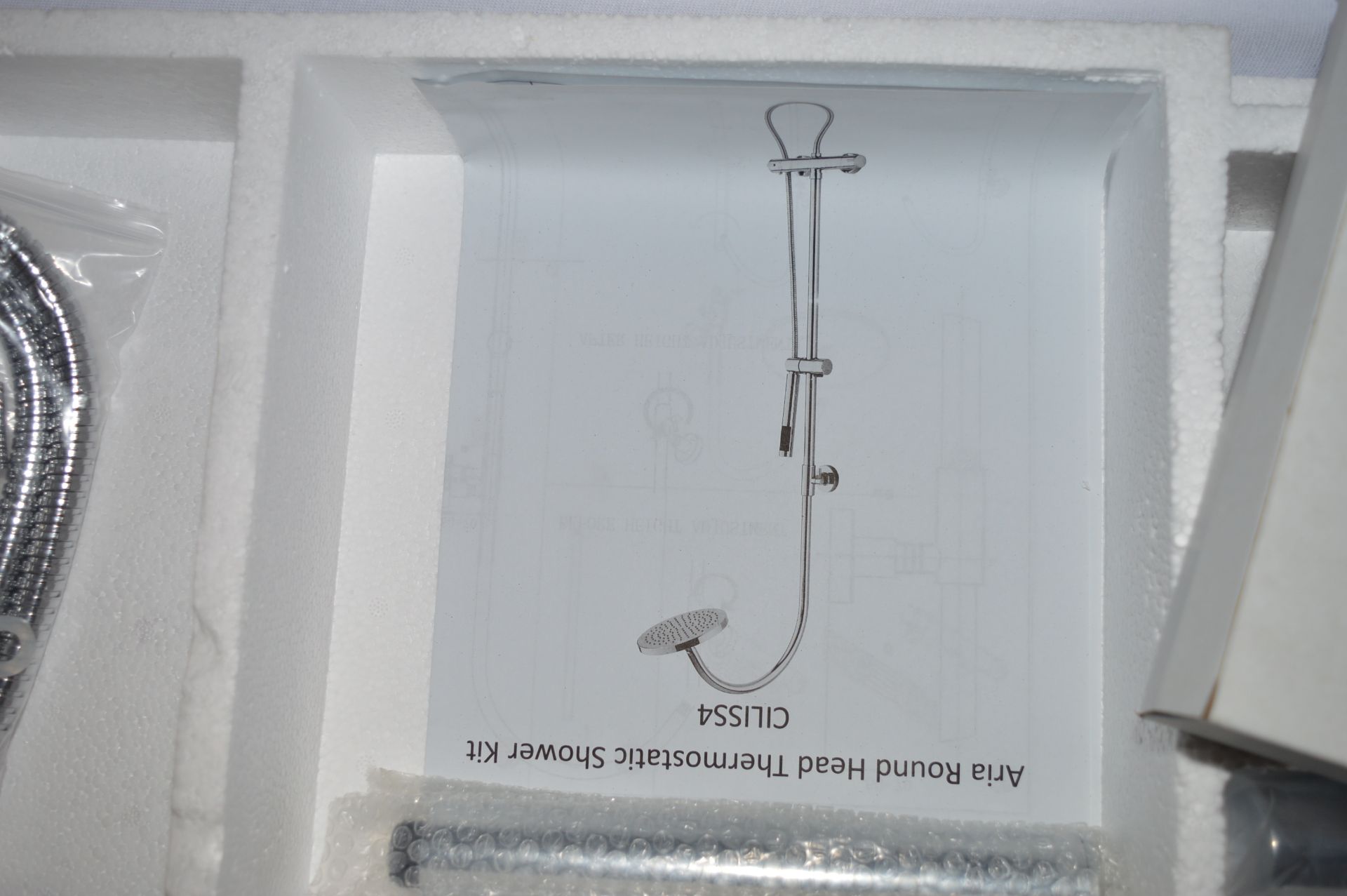 1 x Aria Round Head Thermostatic Riser Shower System - Unused Stock - Contemporary Shower System - Image 13 of 13