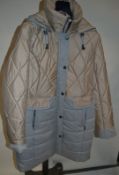 1 x Steilmann Kirsten Womens Grey/Magnolia Quilted Hooded Coat - CL210 - Ref SC2089 - Location: