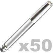 50 x ICE LONDON App Pen Duo - Touch Stylus And Ink Pen Combined - Colour: SILVER - MADE WITH