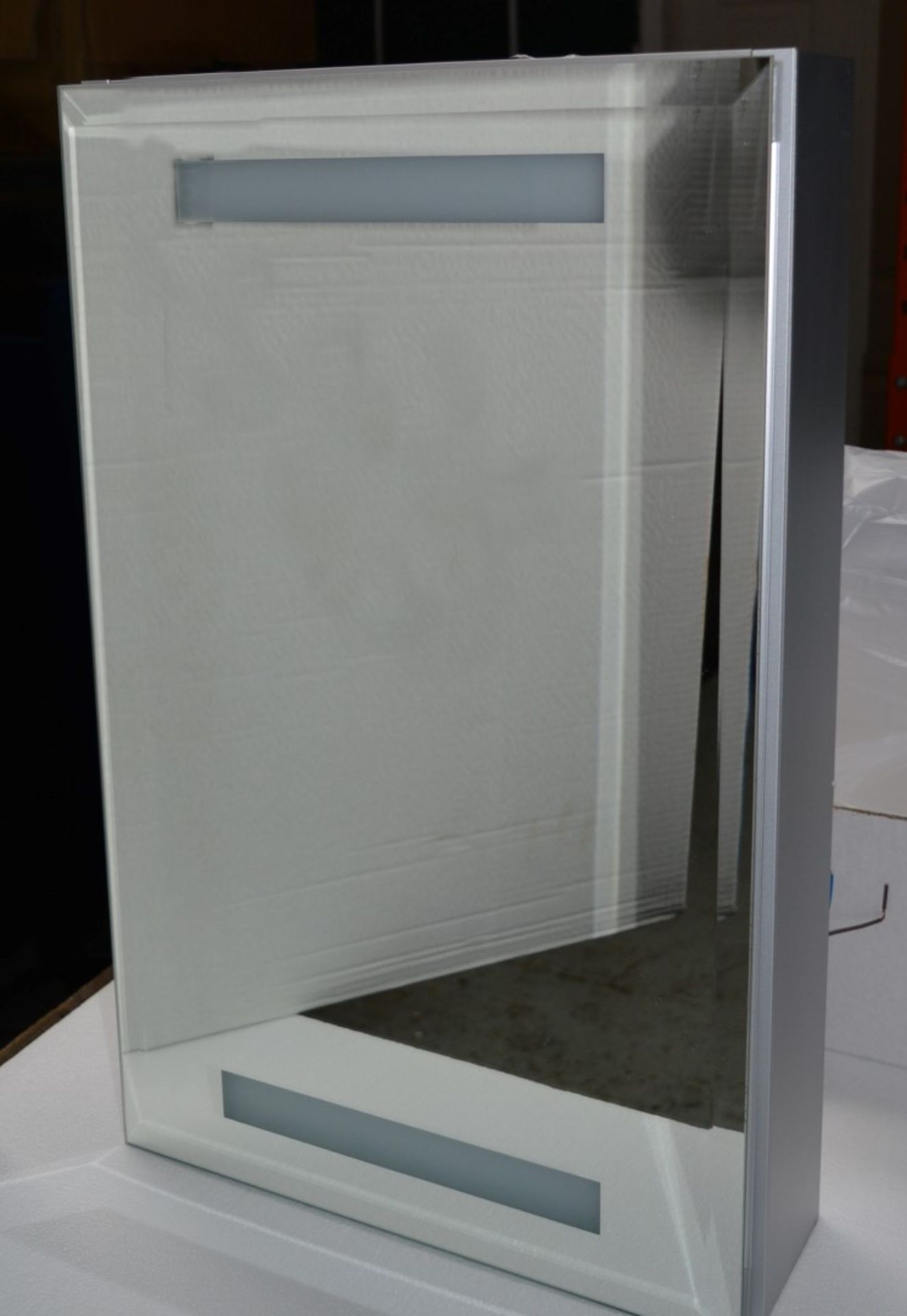 1 x Synergy Single Door Aluminium LED Mirrored Bathroom Cabinet - Contemporary Cabinet With - Image 9 of 14