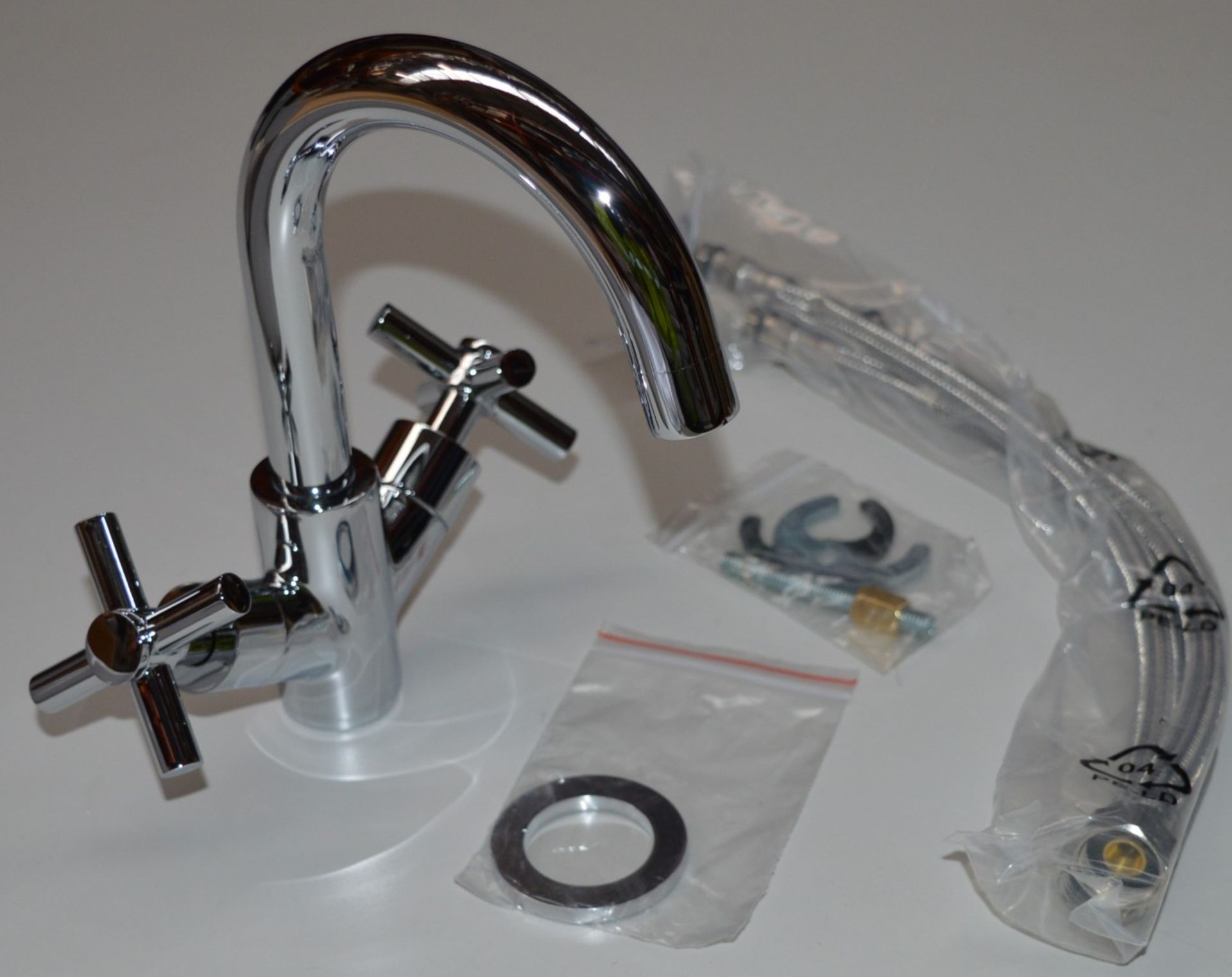 1 x Alexa Swan Neck Basin Mixer Tap - Brass Construction With Contemporary Chrome Finish - Unused - Image 4 of 8