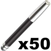 50 x ICE LONDON App Pen Duo - Touch Stylus And Ink Pen Combined - Colour: BLACK - MADE WITH