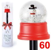 60 x ICE London Christmas Snow Globe Pen - Brand New Stock - Ideal Stocking Fillers - Ref: ICE101001