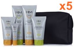 5 x HIM Intelligent Grooming Solutions 5 Piece Face & Shave Essentials Packs with Toiletry Bags -