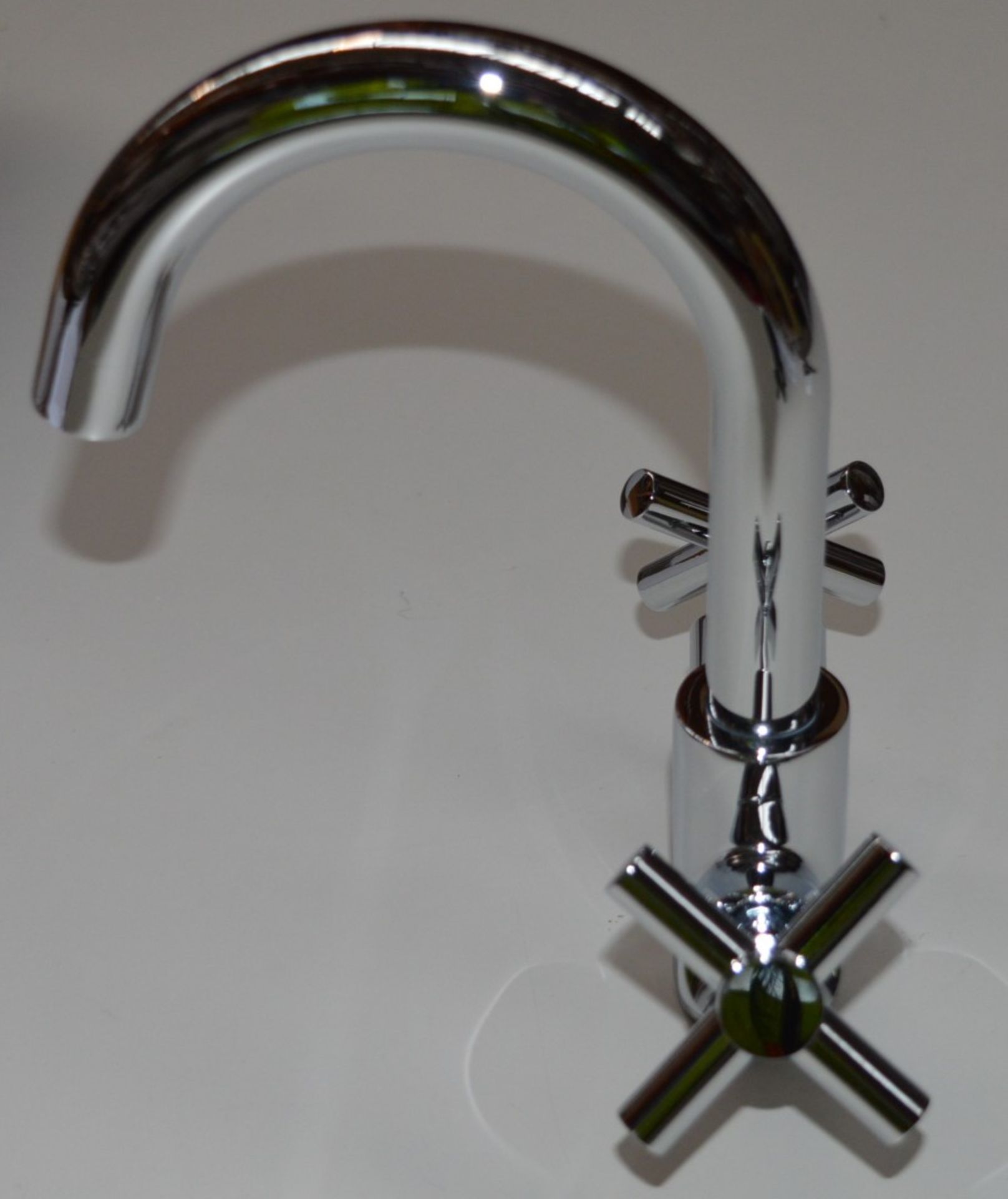 1 x Alexa Swan Neck Basin Mixer Tap - Brass Construction With Contemporary Chrome Finish - Unused - Image 6 of 8