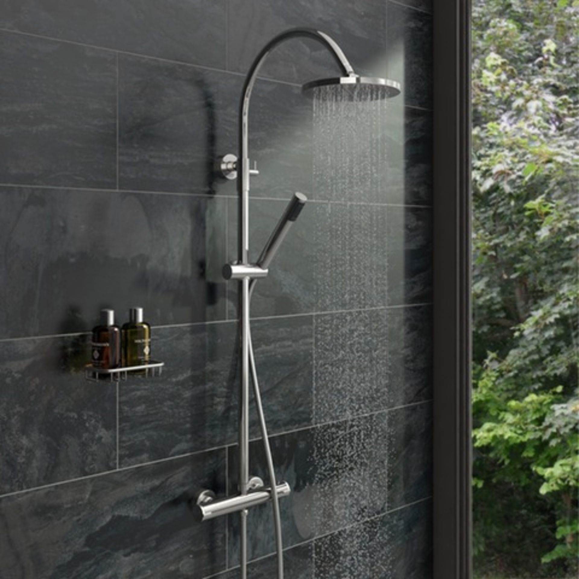 1 x Aria Round Head Thermostatic Riser Shower System - Unused Stock - Contemporary Shower System - Image 6 of 13