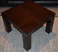 1 x Contemporary Wenge Wood Coffee Table With Chrome Detail - 60x60cm - Good Preowned Condition -