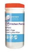 6 x Kitchen Force Blue Catering 150 Wipe Packs - Premiere Products - Byotrol Technology - QAC Free -