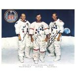 APOLLO XVI: A good signed colour 10 x 8 photograph by the three crew members of Apollo XVI