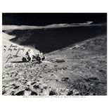 APOLLO XV: A good signed and inscribed 10 x 8 photograph by the two moon walking crew members of