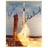 GEMINI V: Signed colour 8 x 10 photograph by the two crew members of Gemini V individually,