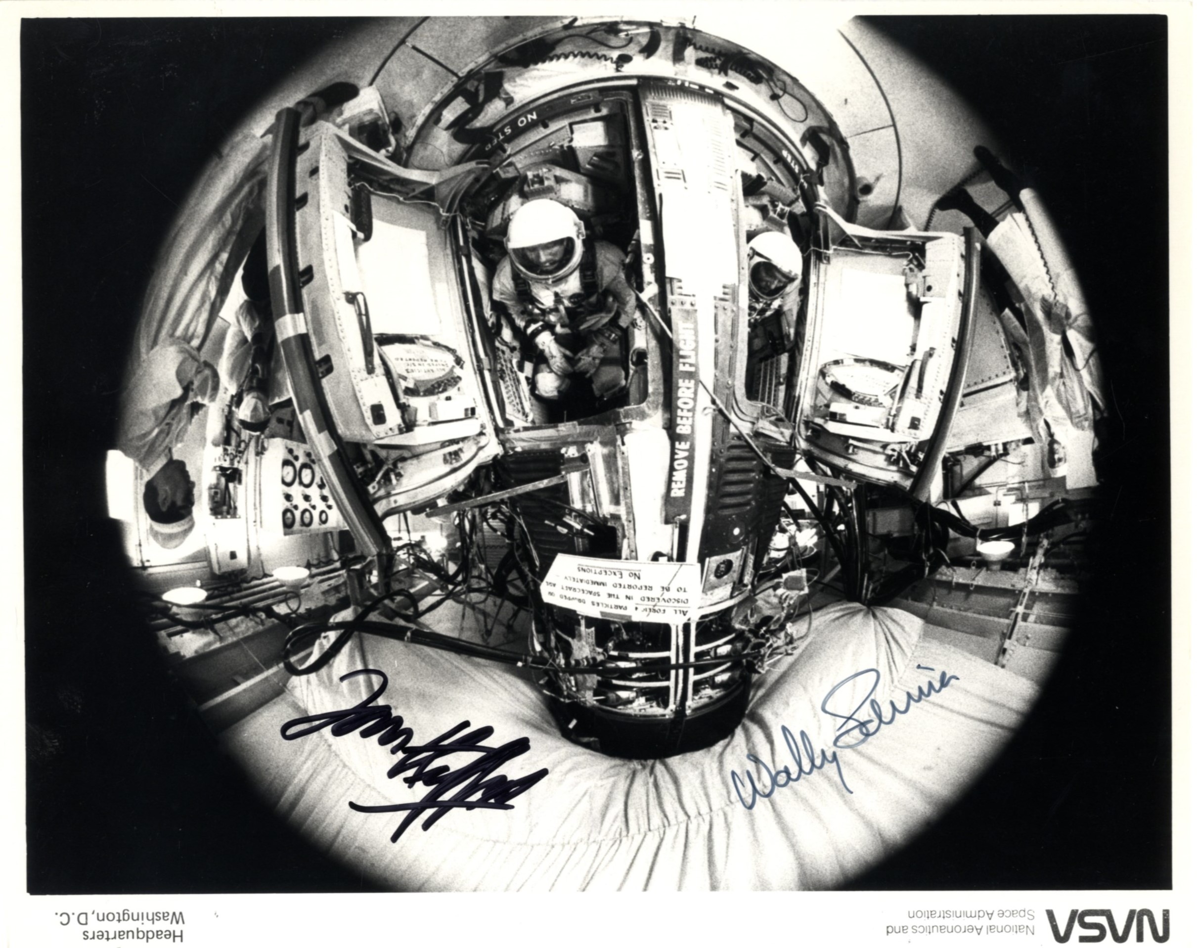 GEMINI VI-A: Signed 10 x 8 photograph by the two crew members of Gemini VI-A individually,