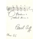 ORFF CARL: (1895-1982) German Composer. A.M.Q.S.