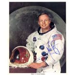 APOLLO XI: A good set of three individual signed colour 8 x 10 photographs by the crew members of