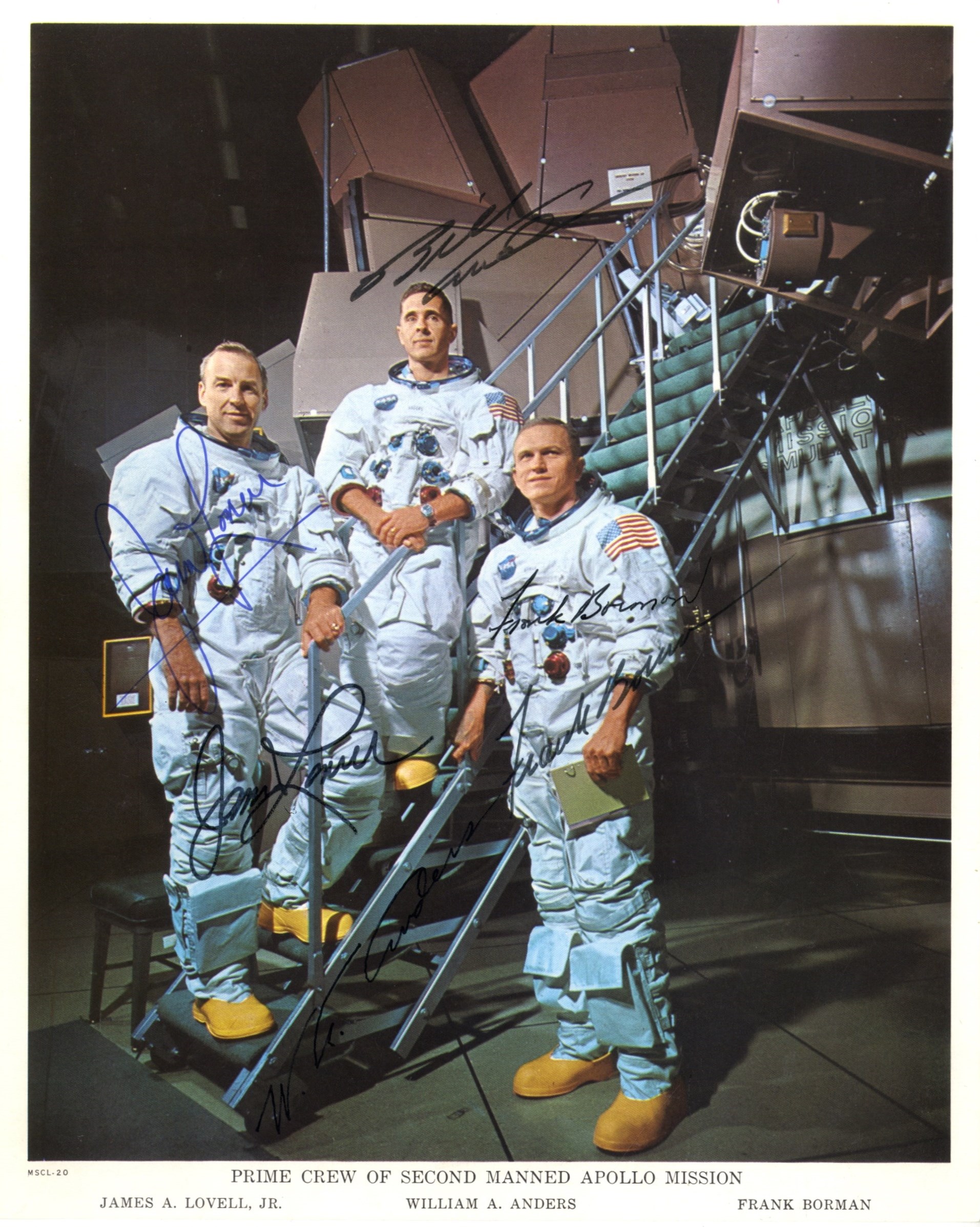 APOLLO VIII: Signed colour 8 x 10 photograph by all three members of the Apollo VIII crew