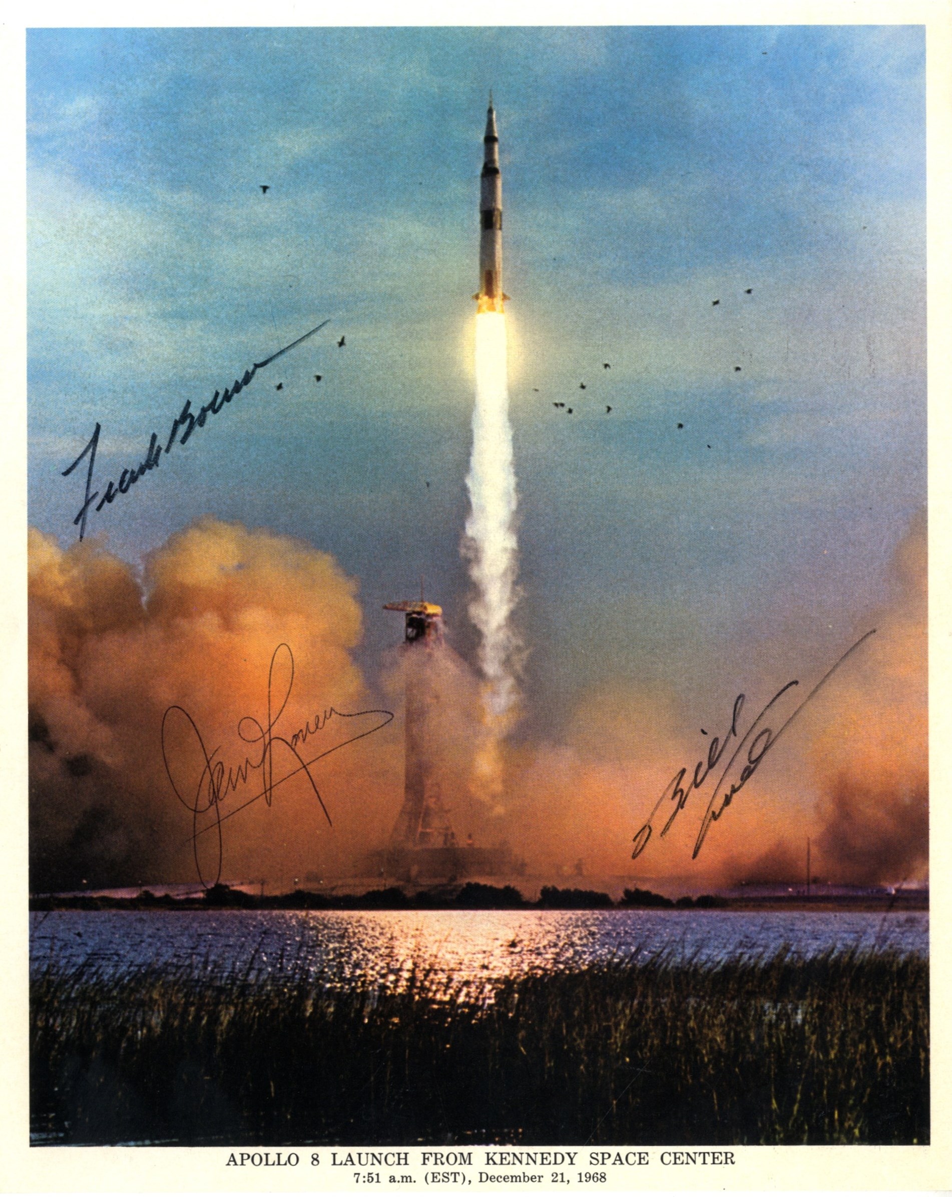 APOLLO VIII: An excellent signed colour 8 x 10 photograph by all three members of the Apollo VIII