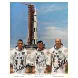 APOLLO X: A good signed colour 8 x 10 photograph by all three members of the Apollo X crew