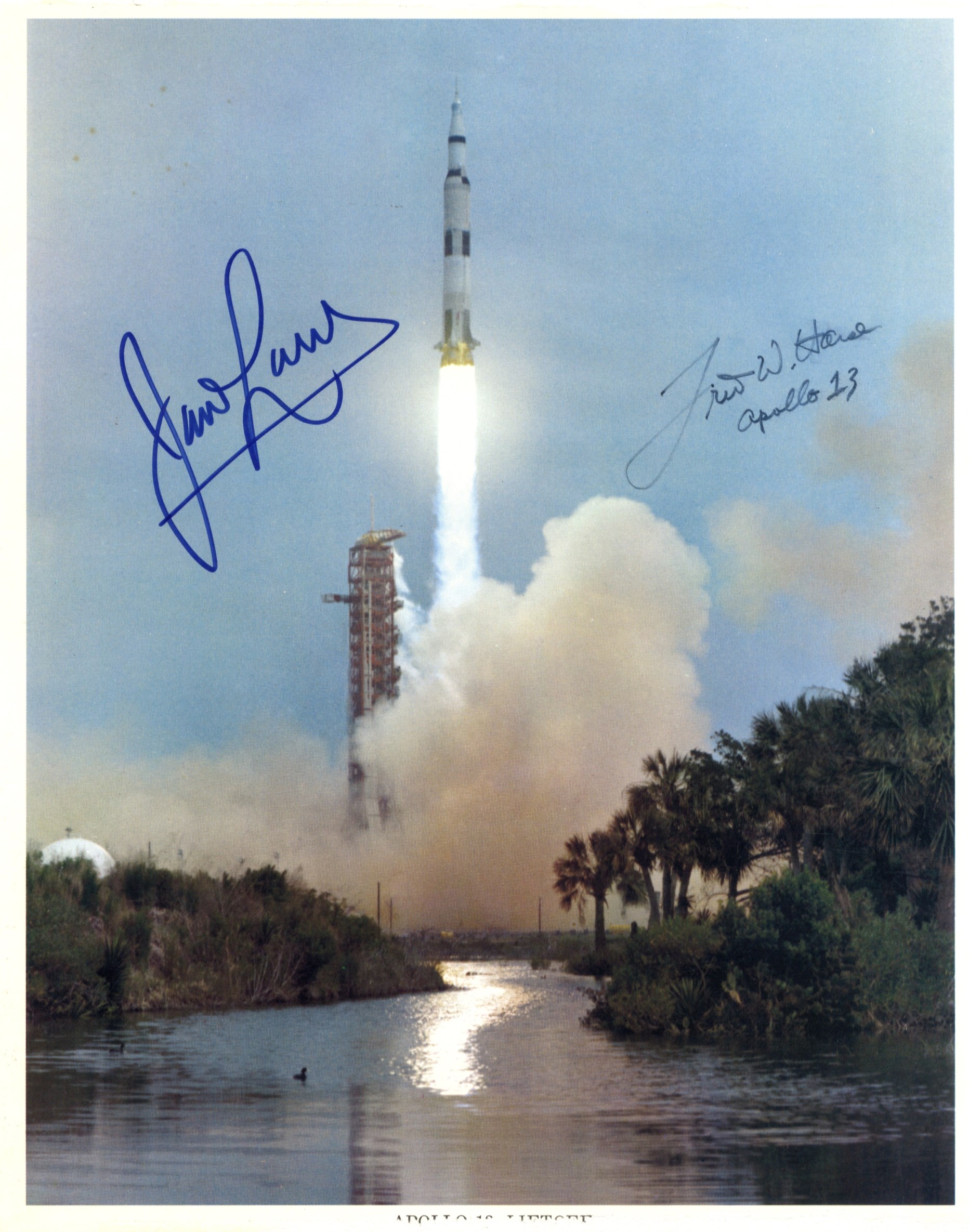 APOLLO XIII: Signed colour 8 x 10 photograph by two of the crew members of the ill-fated Apollo