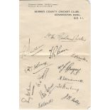 CRICKET: Selection of signed pieces, cards, album pages, letterheads,
