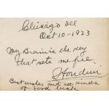 'My Brain is the key that sets me free' HOUDINI HARRY: (1874-1926) Hungarian-American Magician &