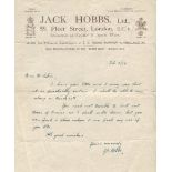 HOBBS JACK: (1882-1963) English Cricketer. A.L.S.