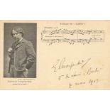 CHARPENTIER GUSTAVE: (1860-1956) French Composer. Signed postcard by Charpentier.