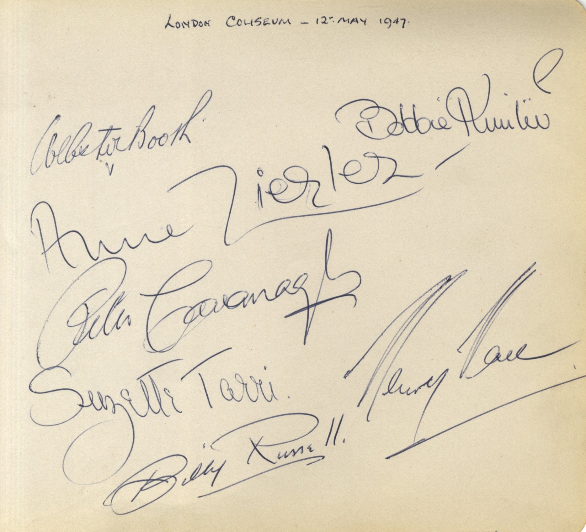 ENTERTAINMENT: A small selection of seven multiple signed small oblong 4to pages removed from an - Image 4 of 7